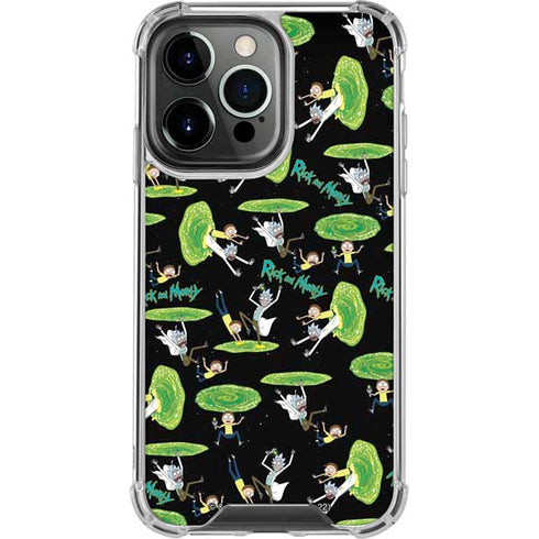 Adult Swim Rick and Morty Portal Pattern iPhone 15 Pro Clear Case